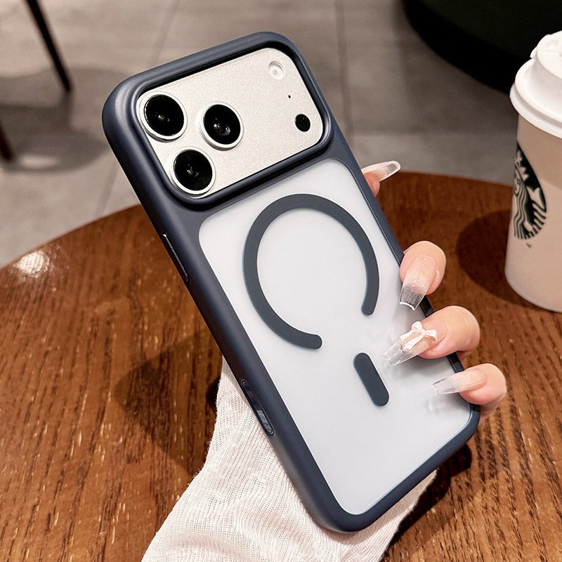 Semi-transparent matte magnetic suction For iPhone 18promax mobile phone case new iPhone17 new color scheme matte texture 16pro large hole lens advanced sense of men and women shell Phone Accessories