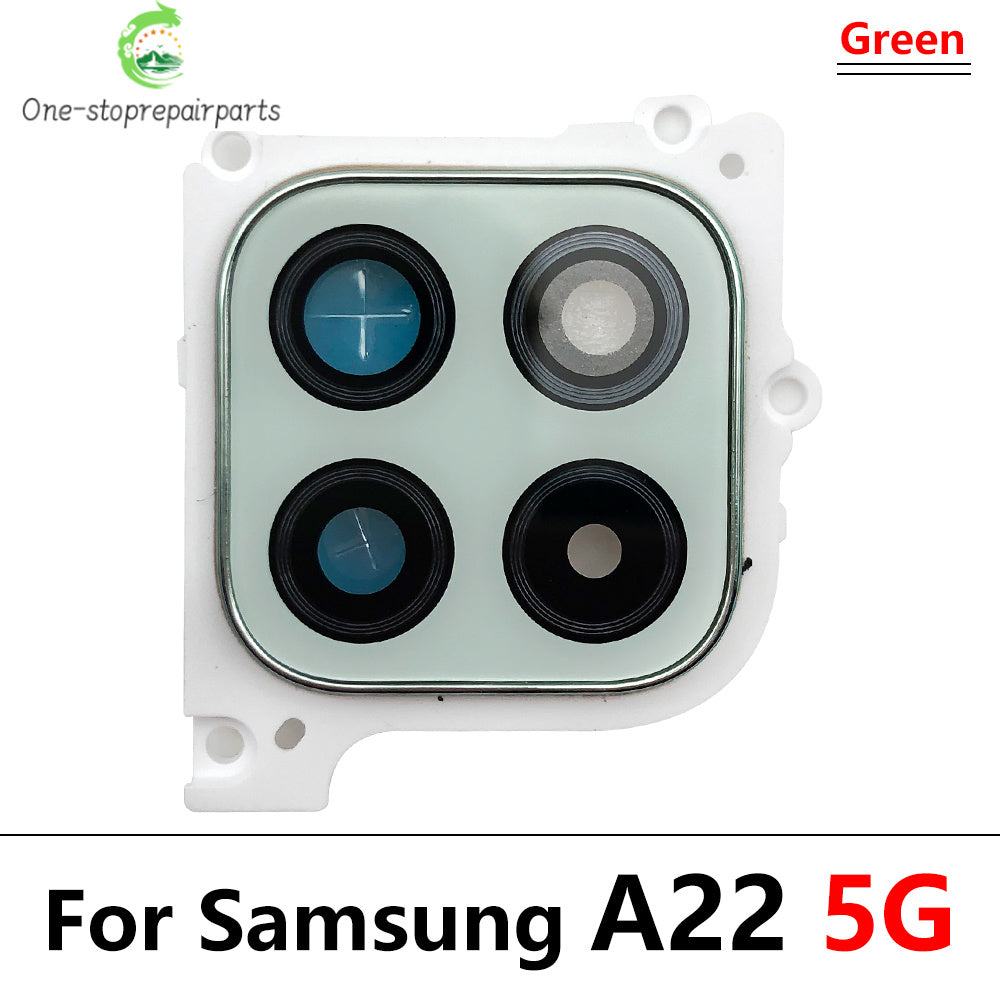 10Pcs/Lot, Housing Back Rear Camera Glass Lens Cover Frame Holder For Samsung A22 4G 5G A225F A226B Samsung phone repair parts