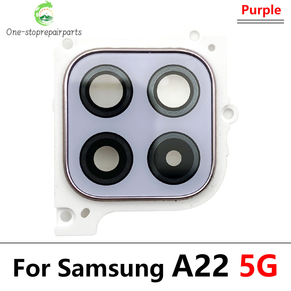 10Pcs/Lot, Housing Back Rear Camera Glass Lens Cover Frame Holder For Samsung A22 4G 5G A225F A226B Samsung phone repair parts