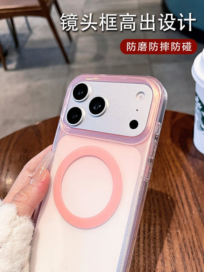 Macaron gradual change magnetic suction for iPhone 17promax mobile phone case new iPhone160 spring and summer smudge gradual change magnetic suction case 15pro girl heart case Phone accessories