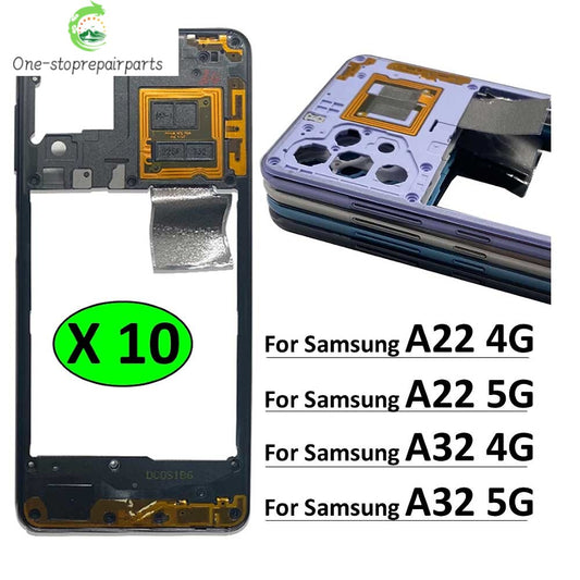 10Pcs, New For Samsung A22 A32 4G 5G A225F A226B A325F A326B Housing Middle Frame Bezel Middle Plate Cover Samsung phone repair parts