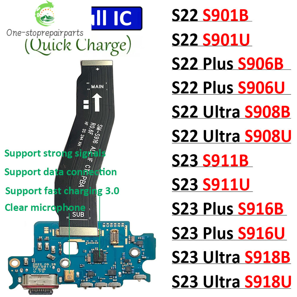 New USB Charger Charging Dock Port Connector Main Board Flex Cable For Samsung S22 S23 Plus Ultra 5G S901 S906 S908 S911 S916 Samsung phone repair parts