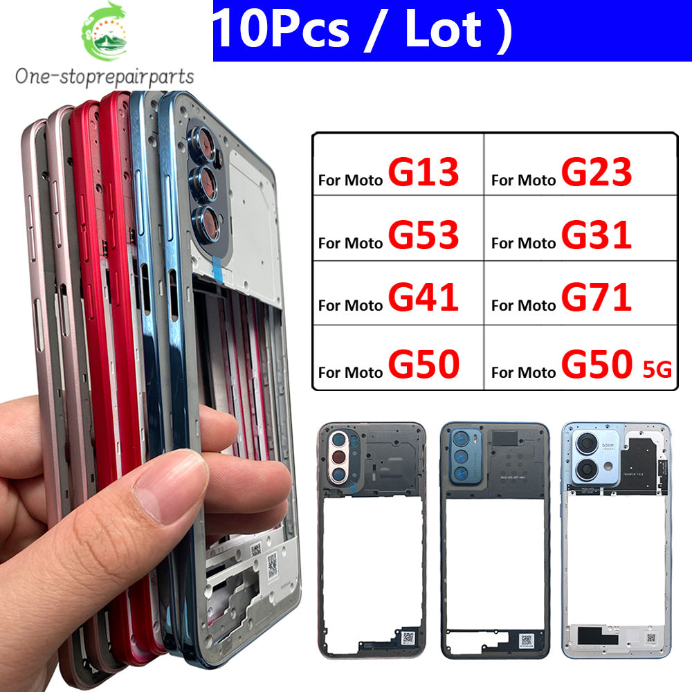 10Pcs/Lot, New For Motorola Moto G13 G23 G53 G31 G41 G71 G50 5G  Housing Middle Frame Bezel Middle Plate Cover Motorola phone repair parts