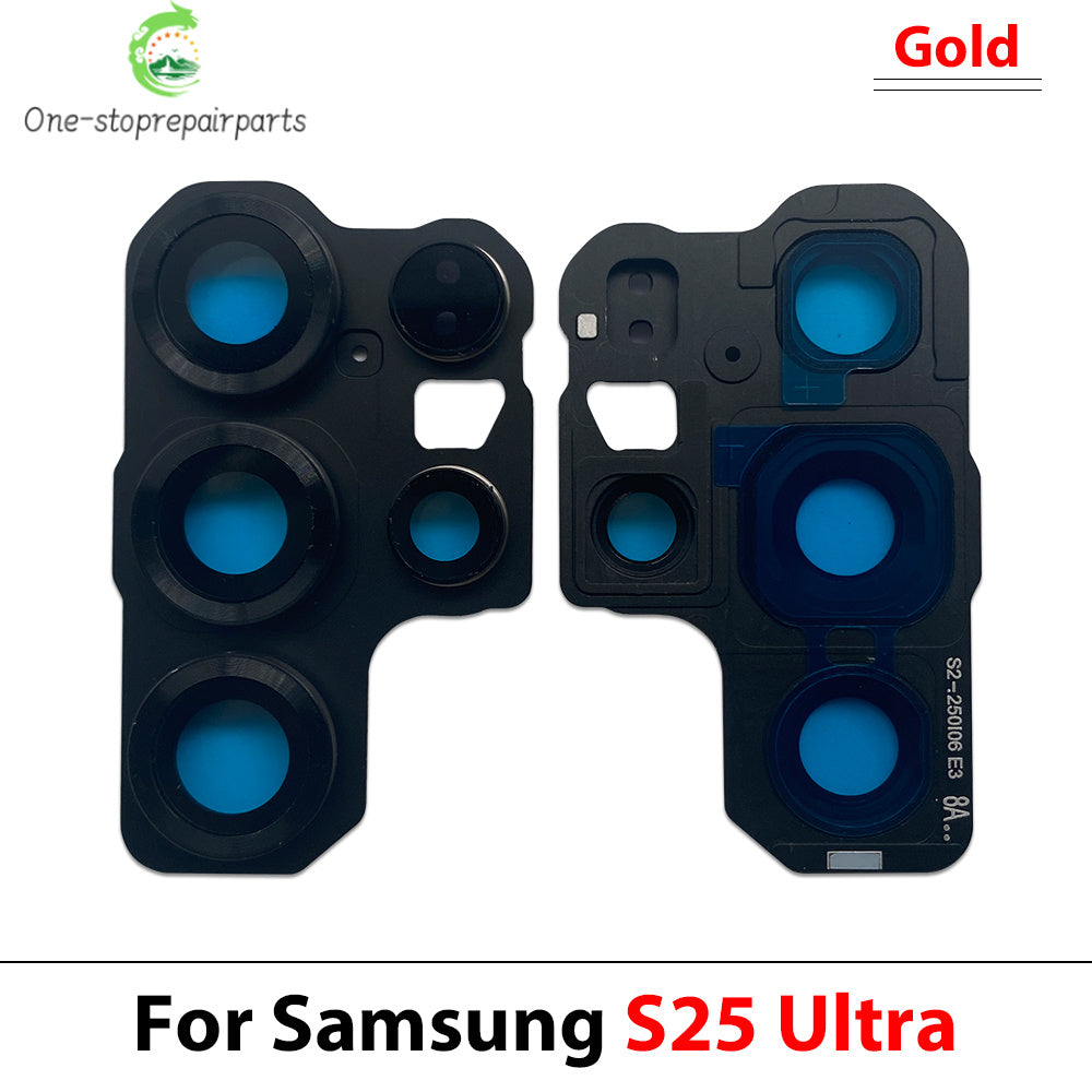 New Rear Camera Glass Lens Cover With Frame Holder with Sticker For Samsung S25 Plus S25 Ultra Replacement Parts Samsung phone repair parts