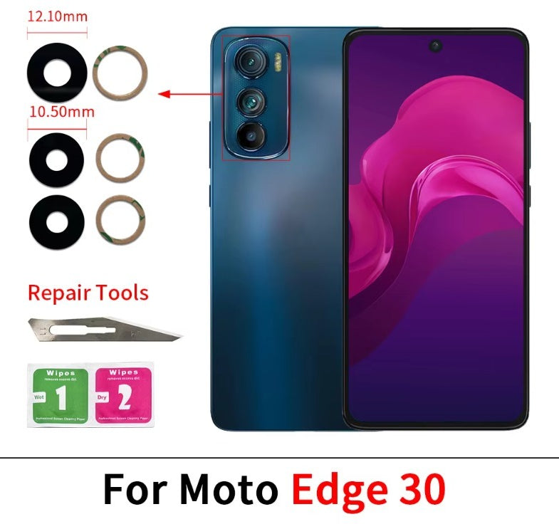 New Camera Glass Lens Back Rear Camera Glass Lens with Ahesive Sticker For Motorola Moto Edge 20 30 40 Pro Lite Neo Fusion Motorola phone repair parts
