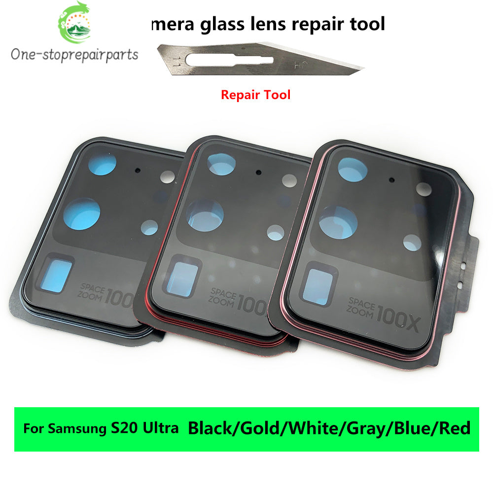 New Rear Camera Glass Lens Cover With Frame Holder with Sticker For Samsung  S20 Plus Ultra Replacement Parts Samsung phone repair parts