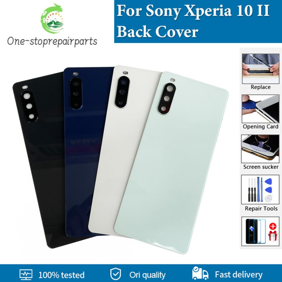 Original New For Sony Xperia 10 II Back Battery Cover Glass Housing Rear Door Case Parts Replacement With Camera Lens Sony phone repair parts