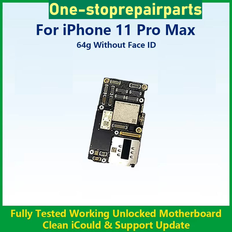 Fully Tested Authentic Motherboard For iPhone 11 Pro Max 64g/256g Unlocked Mainboard With Face ID Cleaned iCloud Fast Shipping iPhone phone repair parts