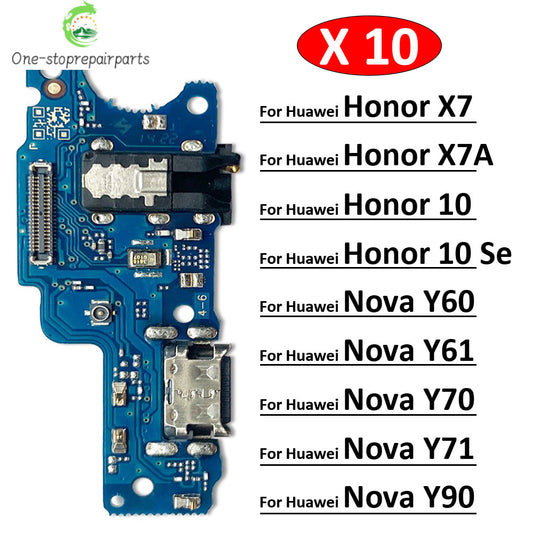 10Pcs. Dock Connector USB Charger Charging Port Flex Cable For Huawei Nova 10 Se Y60 Y61 Y70 Y71 Y90 / Nova 10 Se Honor X7 X7A Huawei phone repair parts