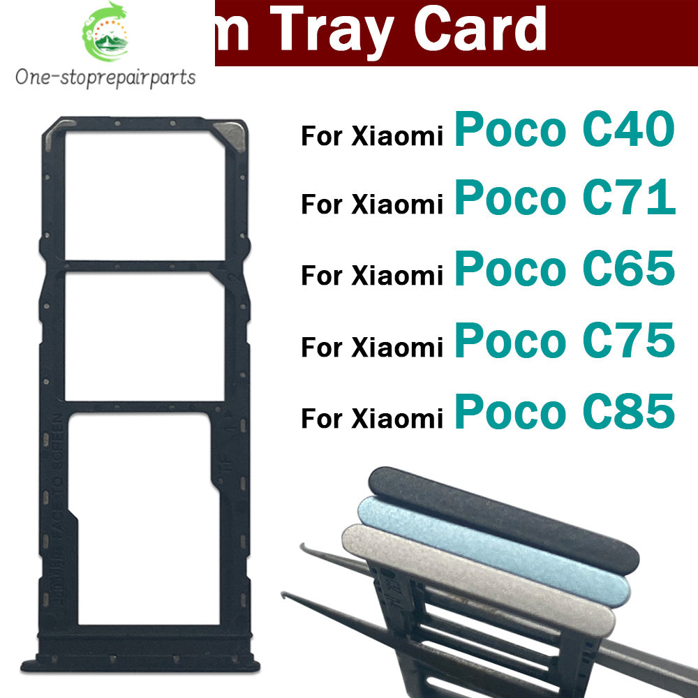 New For Xiaomi Poco C40 C71 C65 C75 C85 SIM Card Slot SD Card Tray Holder Adapter  Xiaomi  Xiao mi phone repair parts