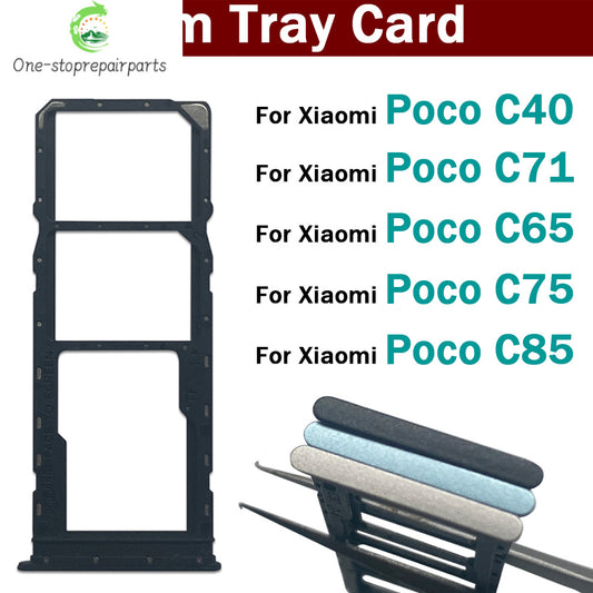 New For Xiaomi Poco C40 C71 C65 C75 C85 SIM Card Slot SD Card Tray Holder Adapter  Xiaomi  Xiao mi phone repair parts