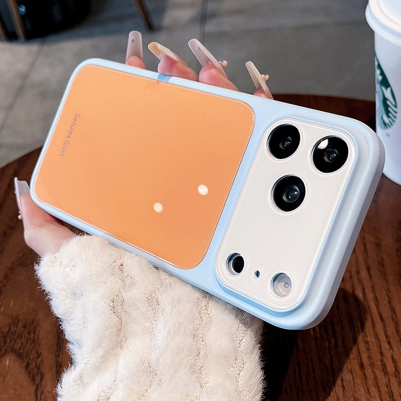 Ice glass magnetic suction For iPhone 18promax mobile phone case New iPhone17 dopamine contrasting splicing Built-in magnetic suction 16pro silicone soft edge women's case Phone Accessories