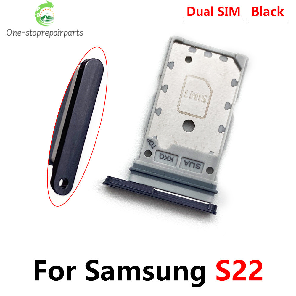 10Pcs/Lot, Micro Nano Dual SIM Card Holder Tray Slot Holder Adapter Socket For Samsung S22 / S22 Plus / S22 Ultra Samsung phone repair parts