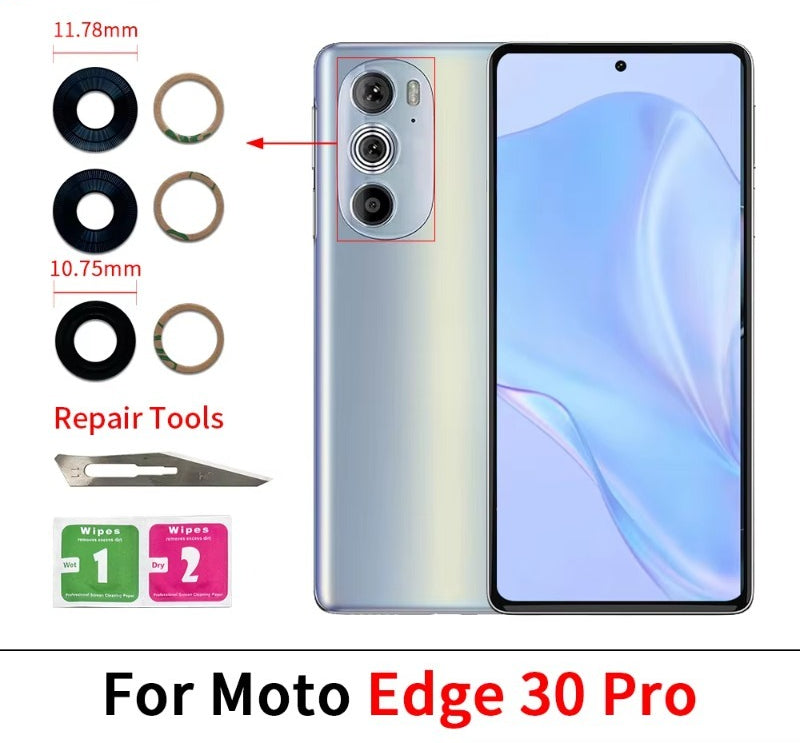 New Camera Glass Lens Back Rear Camera Glass Lens with Ahesive Sticker For Motorola Moto Edge 20 30 40 Pro Lite Neo Fusion Motorola phone repair parts