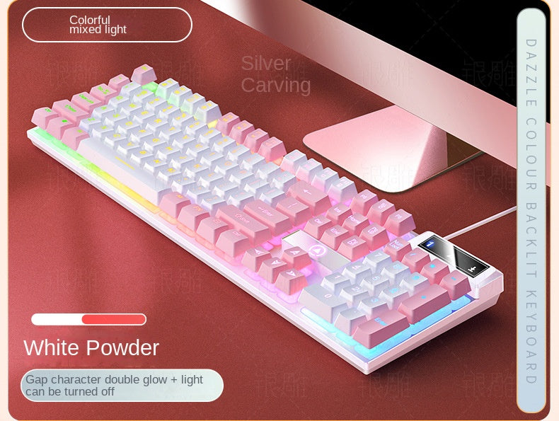 Accessories Silver Carving K500 game wired keyboard color matching luminous mechanical feel, keyboard