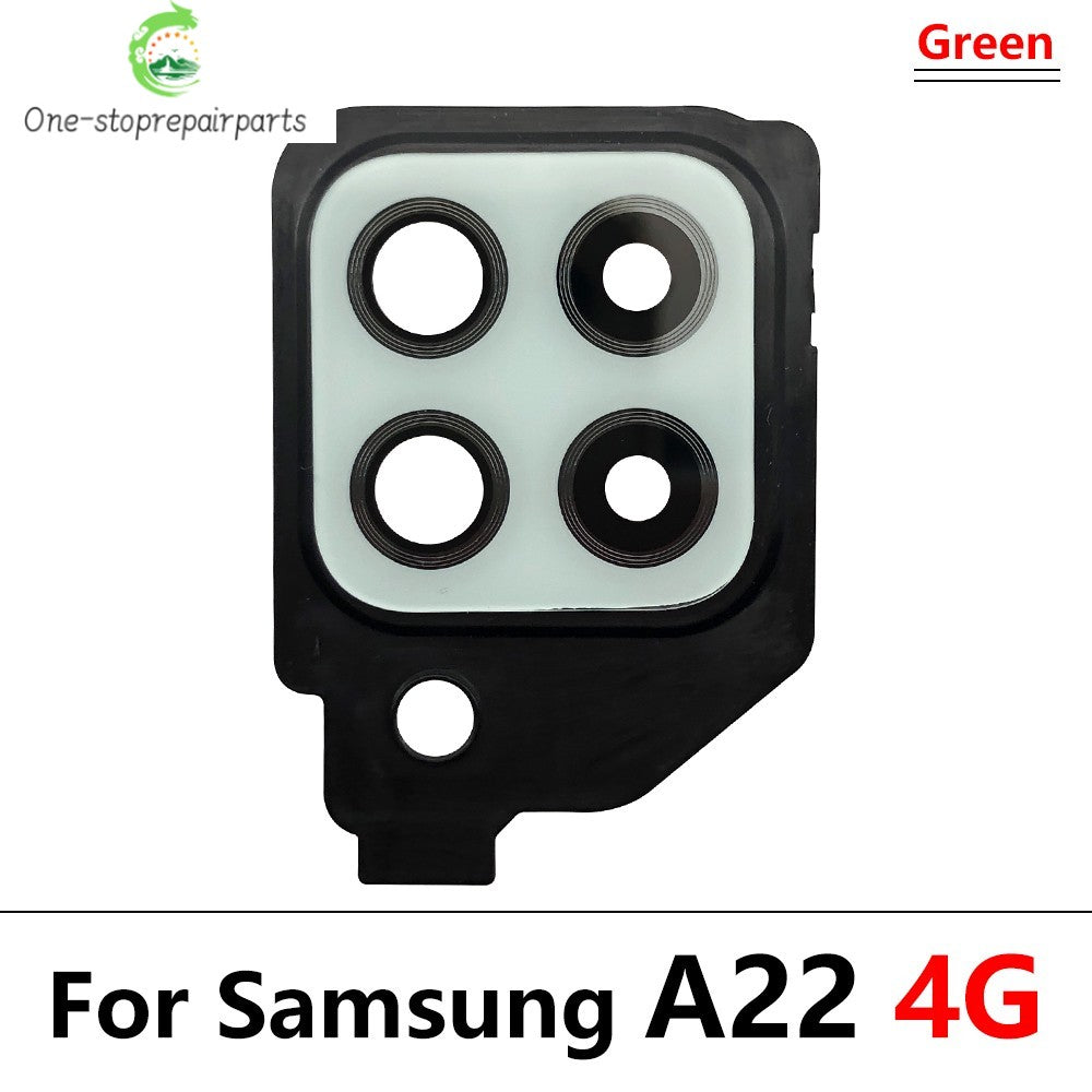 10Pcs/Lot, Housing Back Rear Camera Glass Lens Cover Frame Holder For Samsung A22 4G 5G A225F A226B Samsung phone repair parts