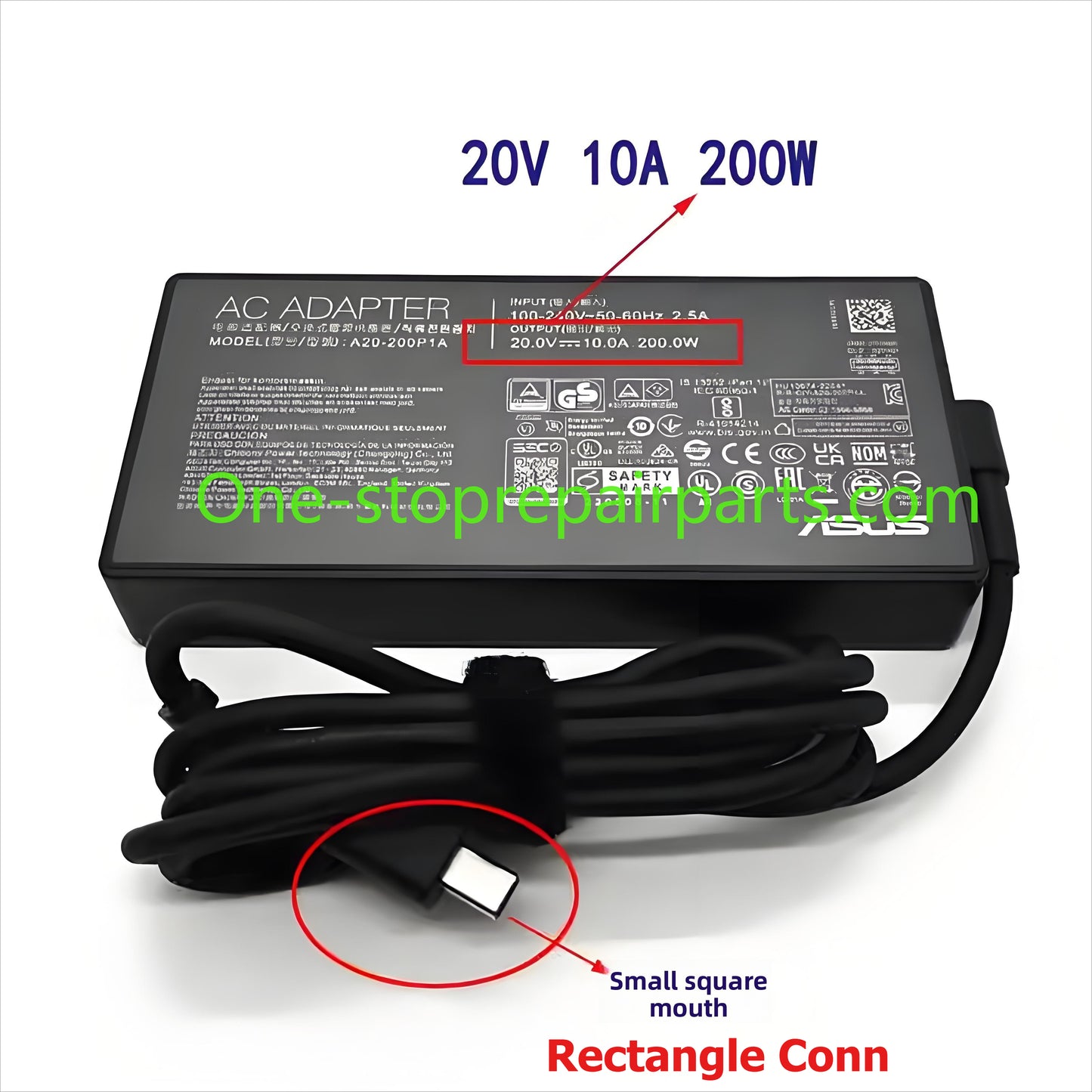AC Power Adapter Charger for ASUS 100W 180W 200W 240W 280W Rectangle Conn ADP-240EB B A20-200P1A ADP-180TB K type CROG 14 16 Air ASUS ProArt PX13
