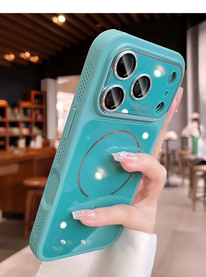Frosted magnetic suction heat dissipation for iPhone 17promax mobile phone case The new iPhone16 seconds becomes larger Windows protective case 15pro Side mesh heat dissipation design Men's and women's Phone accessories