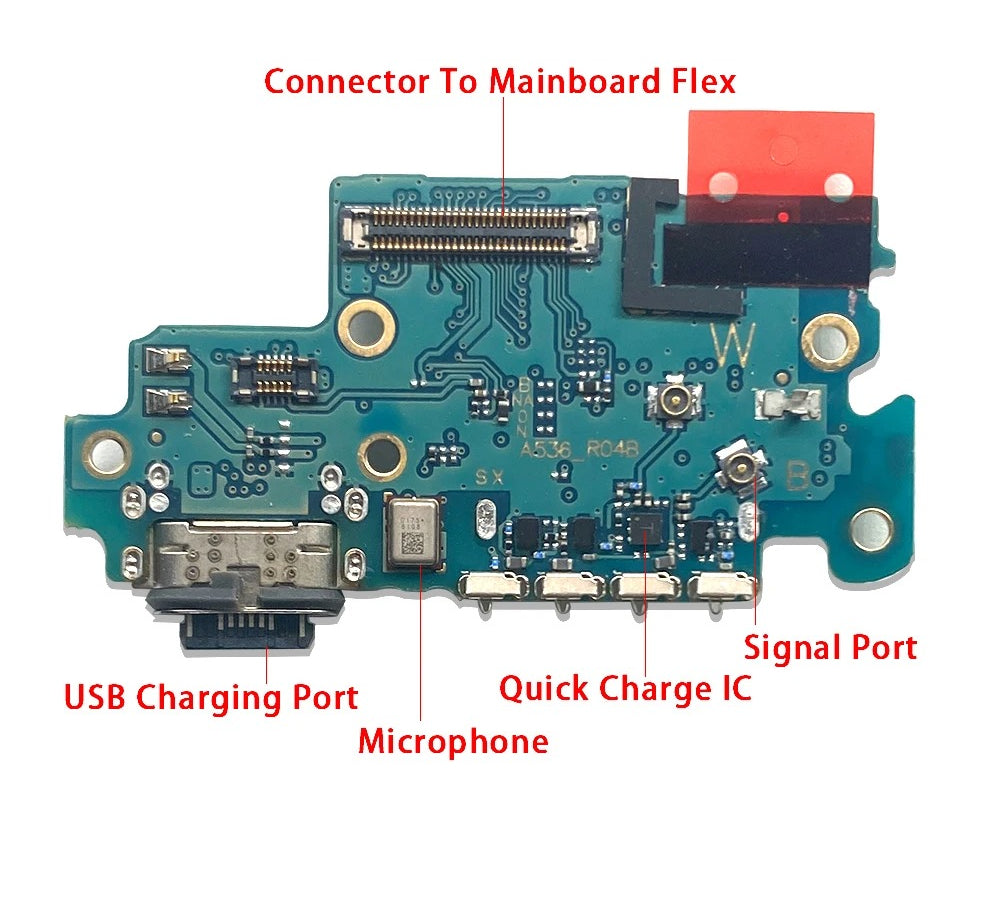 10Pcs, USB Charging Port Dock Charger Connector Board Flex Cable For Samsung A13 A23 A33 A53 A52 A72 A14 A24 A34 A54 4G 5G Samsung phone repair parts
