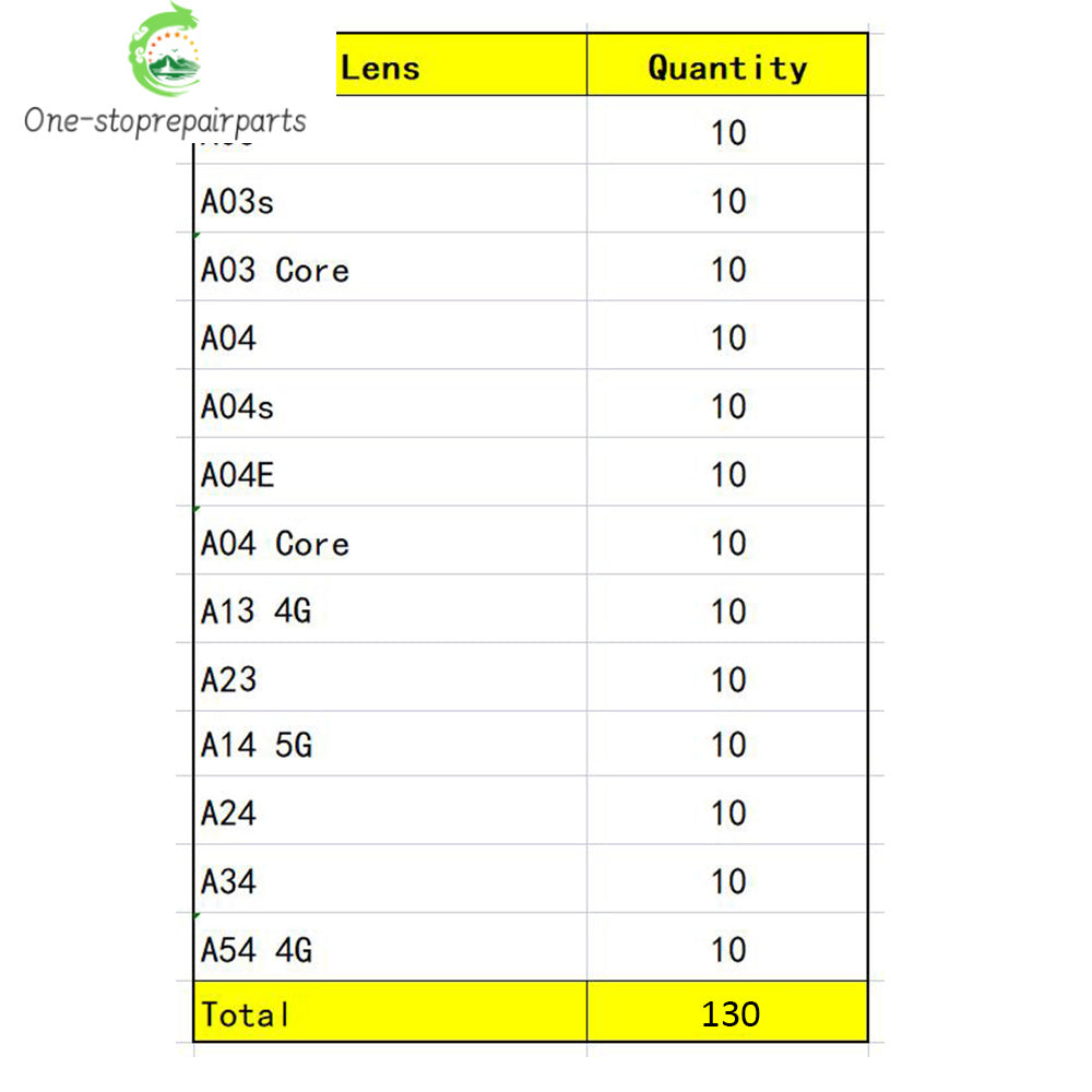 100Pcs Rear Back Camera Glass Lens For Samsung A03 A03s A04 Core A04s A04E A14 A24 A34 A54 A13 A23 4G 5G With Ahesive Samsung phone repair parts