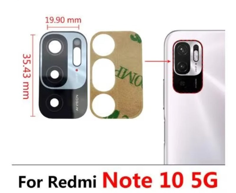 100Pcs Rear Back Camera Glass Lens For Xiaomi Redmi Note 7 8 8T 9 9s 10 10s 11 Pro 5G Camera Glass With Glue Adhesive  Xiaomi  Xiao mi phone repair parts