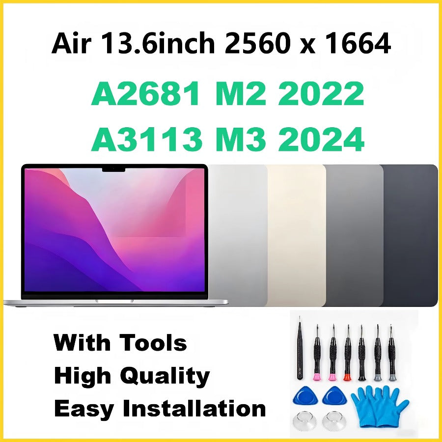 Brand 13.6inch New LCD Screen Assembly Replacement for MacBook Air A2681 A3113 M2 M3 2022-2024 Full LCD Display Assembly Macbook laptop repair parts