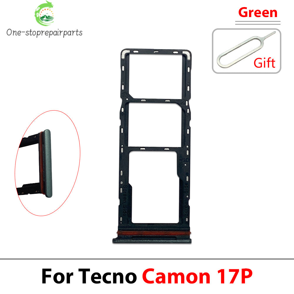 10Pcs, SIM Card Tray Slot Holder Adapter Accessories For Tecno Camon 16 17 17P 18 18P 19 20 Pro Neo Premier Tecno phone repair parts