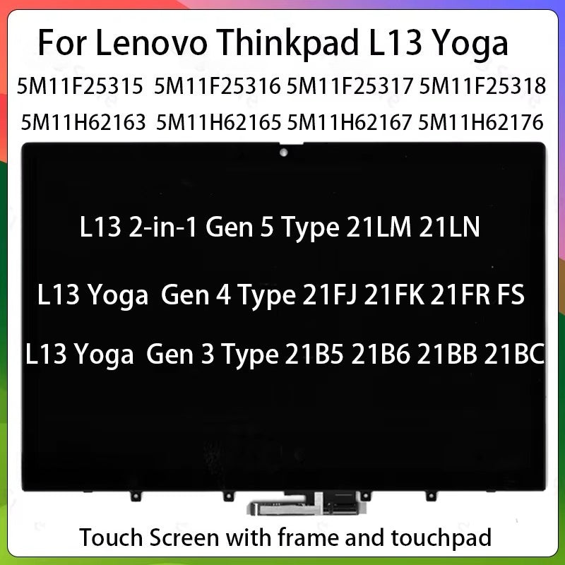 13.3  For Lenovo Thinkpad L13 2-in-1 Gen 5 L13 Yoga Gen3 GEN4 Type 21B5 21LM 21FJ Laptop LCD Touch Screen Assembly Display Panel Lenovo laptop repair parts