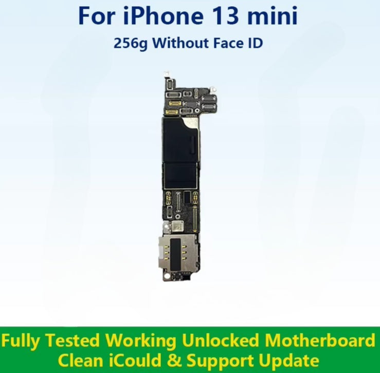 Fully Tested Authentic Motherboard For iPhone 13mini 128g/256g/512g Unlocked Mainboard With Face ID Cleaned iCloud Fast Shipping iPhone phone repair parts