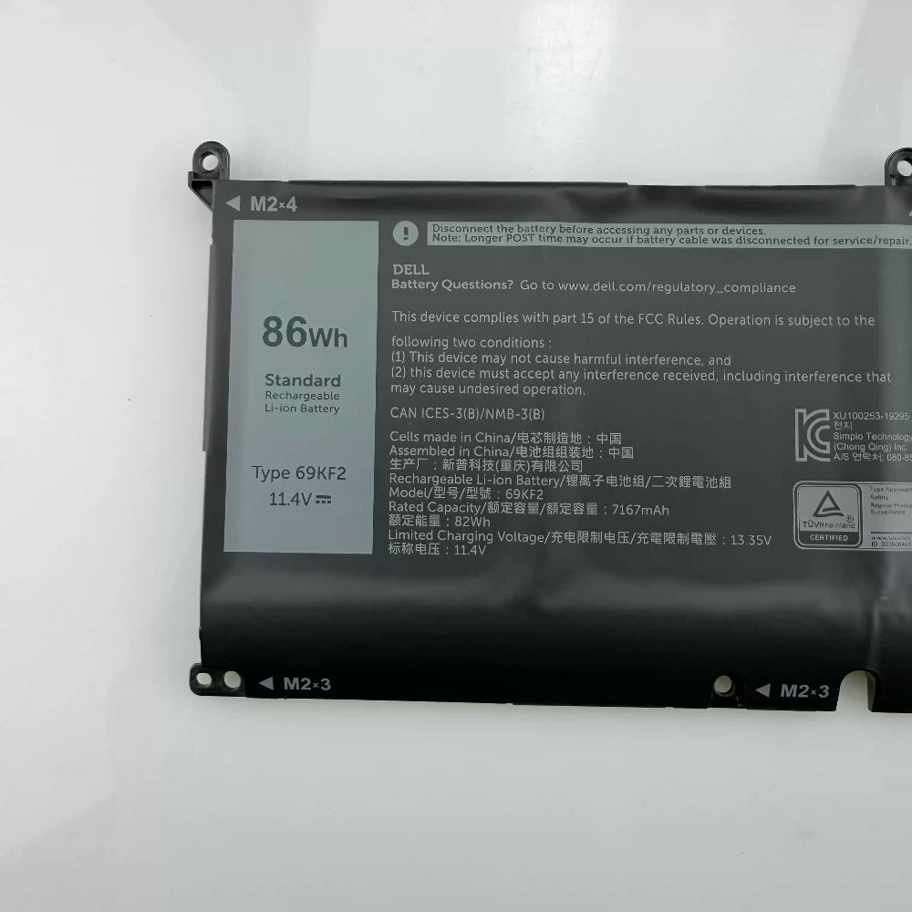 Genuine New battery for 86Wh 56Wh 69KF2 M59JH 8FCTC 70N2F 8FCTC DVG8M P8P1P Battery for Dell XPS 15 9500 9510 9520 Precision 5550 5560 5570 7510 M15 M17 R3 R4,G15 5510 5511 5515 5520 5521,G7 7500 Inspiron 7510 7610 P87F P91F P45E p100f Dell laptop re
