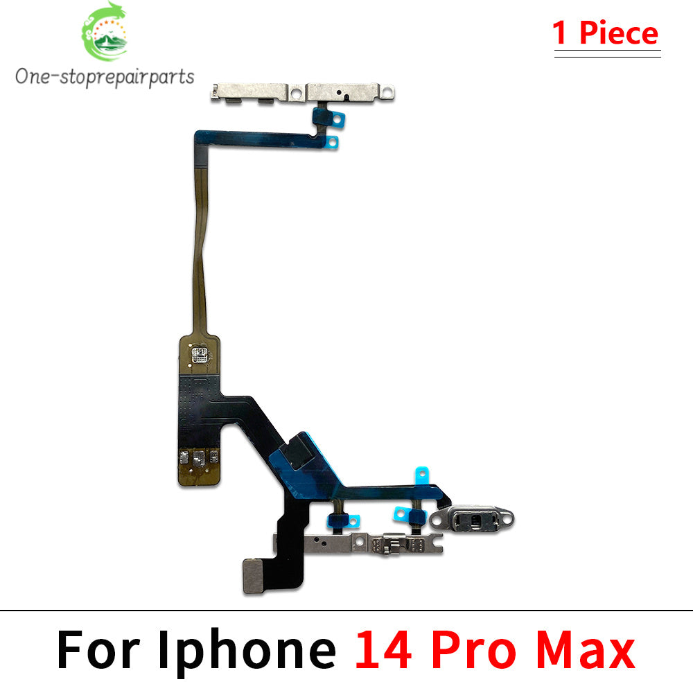 New For iPhone 13 14 15 Pro Max Mini Plus Power Volume Buttons Key Switch Flex Cable With Metal Material Replacement Parts iPhone phone repair parts