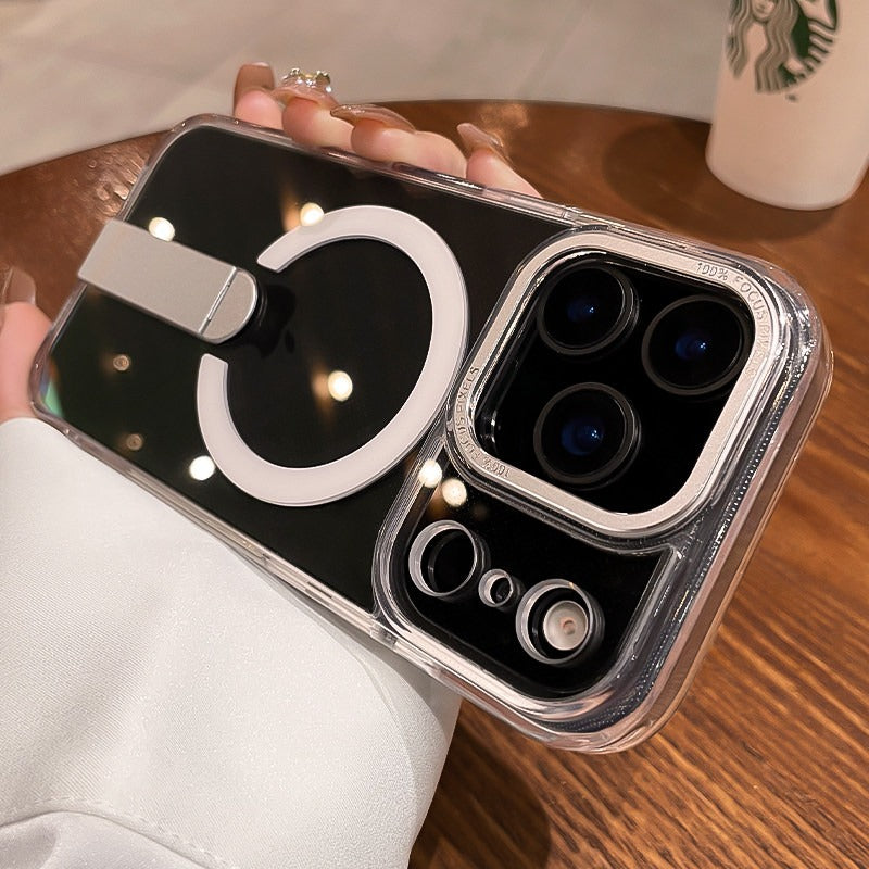For iphone17promax mobile phone case women's iPhone 17pro new rotating bracket 15 transparent magnetic suction 14plus all-inclusive anti-drop 13 advanced 12p protective case ultra-thin Phone accessories