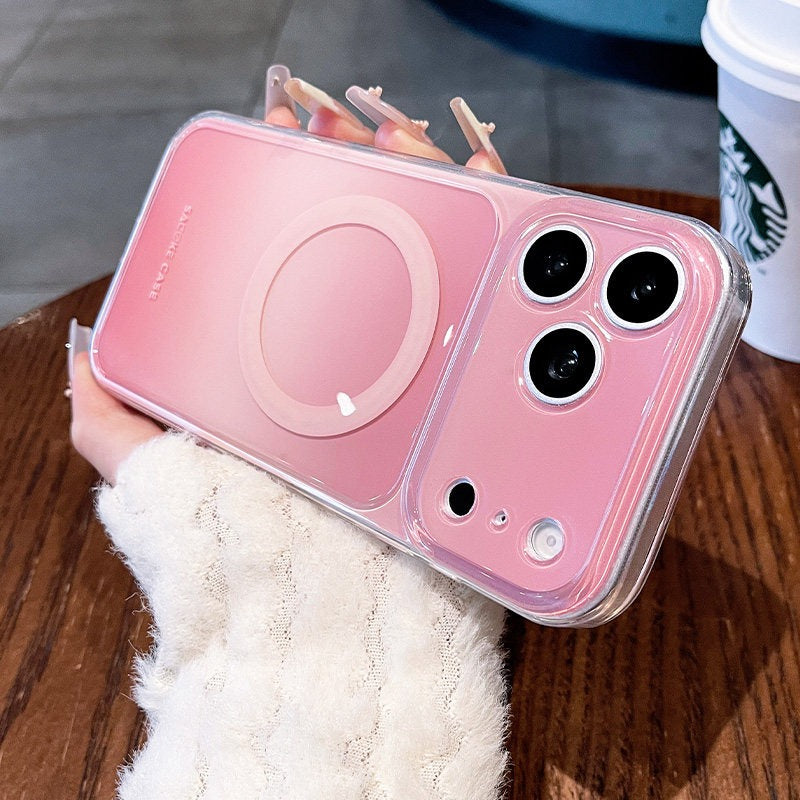 Macaron gradual change for iPhone 17promax mobile phone case new iPhone16 smudge gradual change magnetic attraction, protective case 15pro fine hole frame protective case Phone accessories