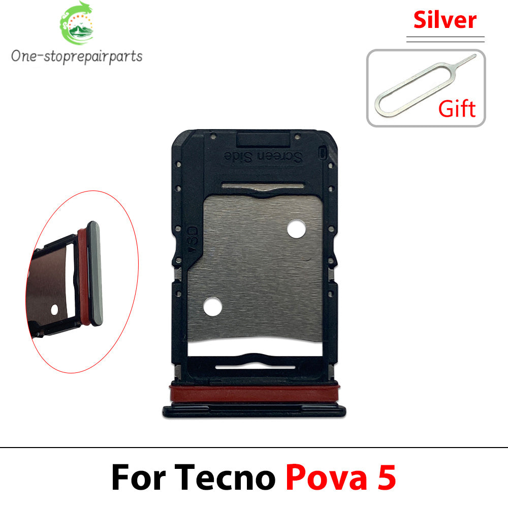 SIM Card Tray Slot Holder Adapter Accessories For Tecno Pop 5 6 7 Pova 2 3 4 5 Neo Pro Tecno phone repair parts