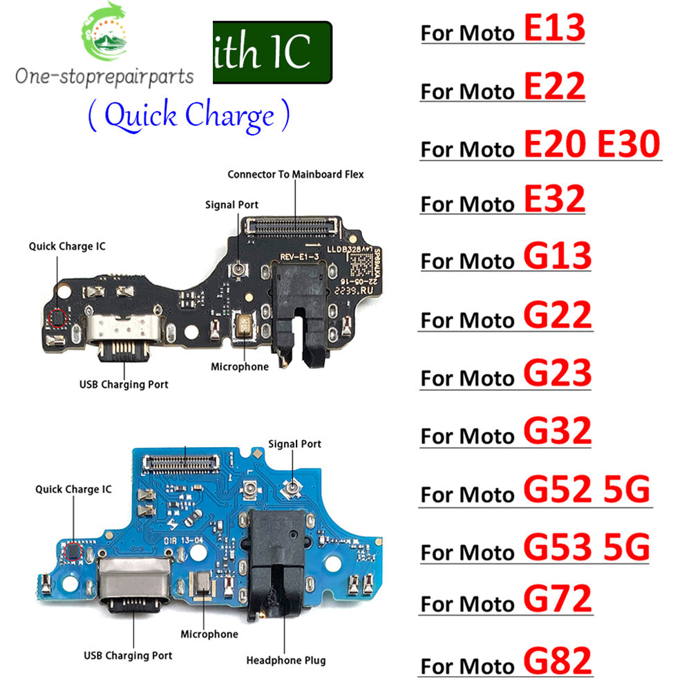 For Motorola Moto E13 E22 E20 E30 E32 G13 G22 G23 G32 G52 G53 G82 G72 USB Charging Port Dock Charger Connector Board Flex Cable Motorola phone repair parts