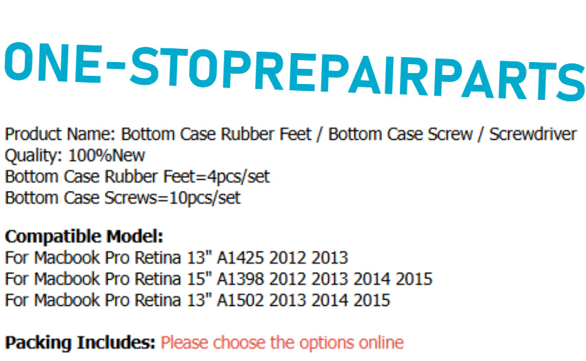 New Bottom Screw Screws + Rubber Feet + Srewdriver For Macbook Pro Retina 13" 15" A1398 A1425 A1502 2012 2013 2014 2015 Macbook repair parts