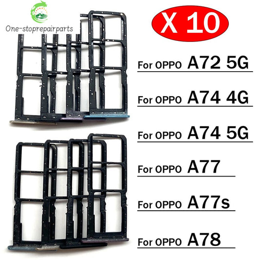 10Pcs, Micro Nano SIM Card Holder Tray Slot Holder Adapter Socket For OPPO A72 A74 A77 A77s A78 4G 5G OPPO phone repair parts
