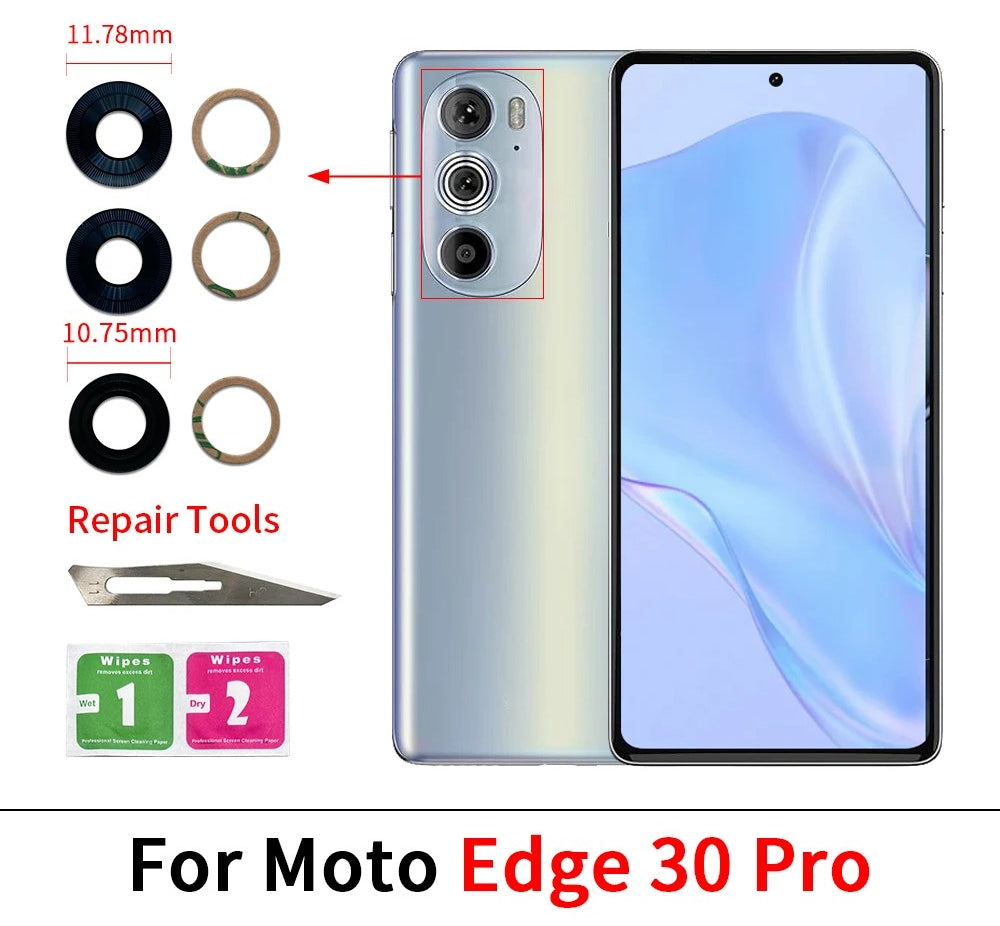 10Pcs, Camera Glass For Motorola Moto Edge 20 30 40 Pro Lite Neo Fusion Rear Back Camera glass Lens With Glue Adhesive Motorola phone repair parts