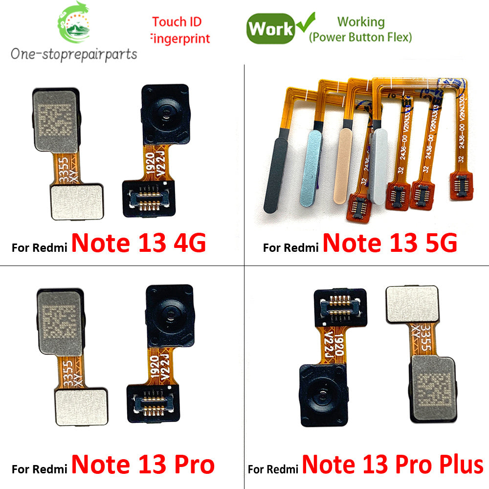 New For Xiaomi Redmi Note 13 Pro Plus 4G 5G Home Button Fingerprint Sensor Flex With Power Key Button Flex Cable  Xiaomi  Xiao mi phone repair parts