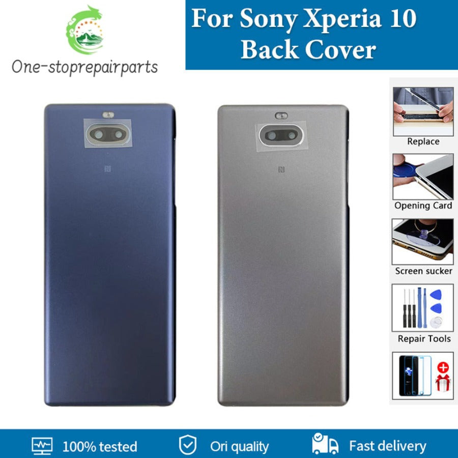 Original 6.0" For Sony Xperia 10 Back Battery Cover Glass Housing Rear Door Case Parts With Camera Lens Replacement Sony phone repair parts