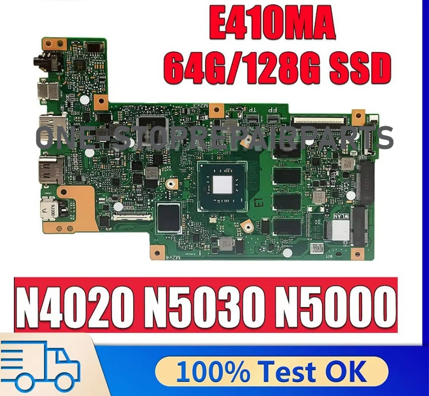 For ASUS Mainboard E510MA Laptop Motherboard Vivobook E510M CPU N4020 N4120 N5030 4GB 8GB RAM 0G/32G/64G/128G-SSD 100% Tested ASUS laptop repair parts