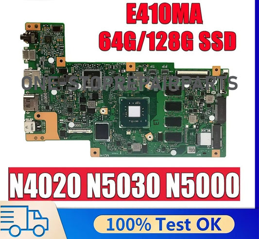 For ASUS Mainboard E510MA Laptop Motherboard Vivobook E510M CPU N4020 N4120 N5030 4GB 8GB RAM 0G/32G/64G/128G-SSD 100% Tested ASUS laptop repair parts