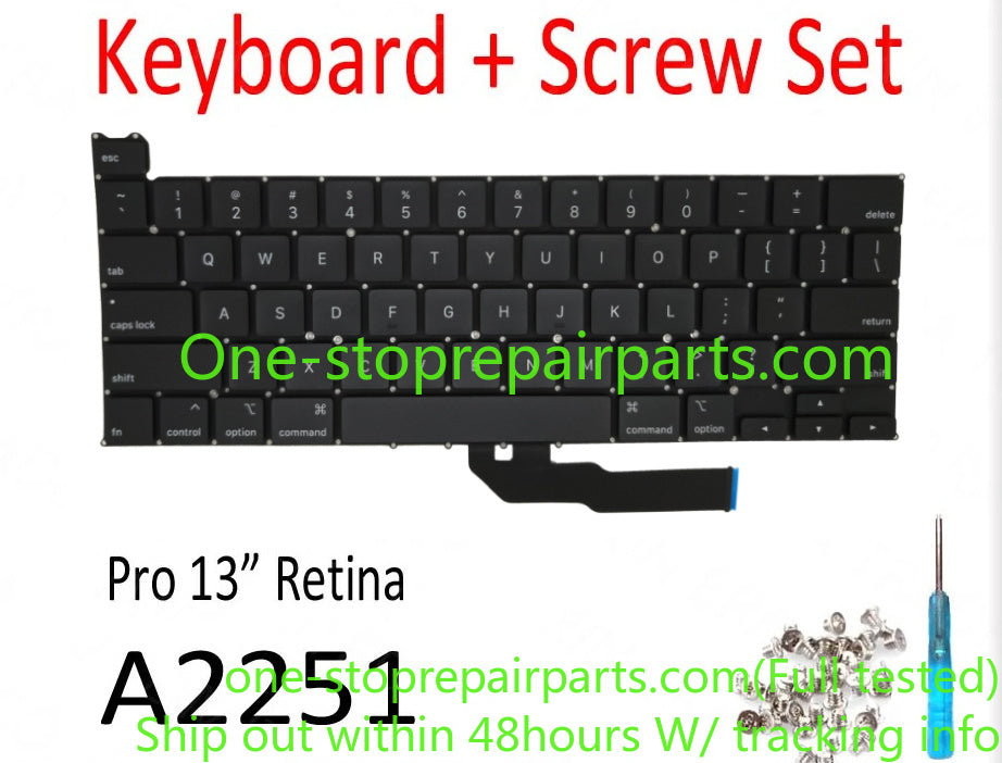 A2251 Keyboard UK US English FR French Russian Spanish German Italian Danish for MacBook Pro Retina 13" A2251 EMC 3348