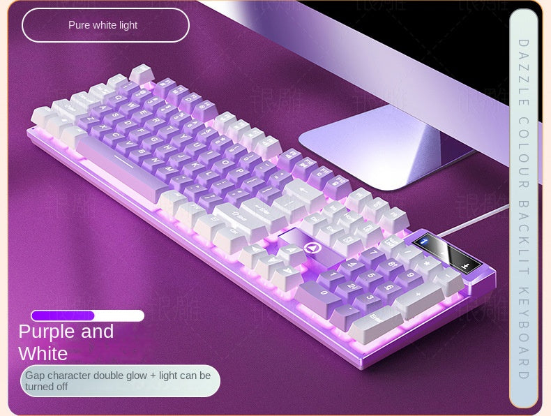 Accessories Silver Carving K500 game wired keyboard color matching luminous mechanical feel, keyboard