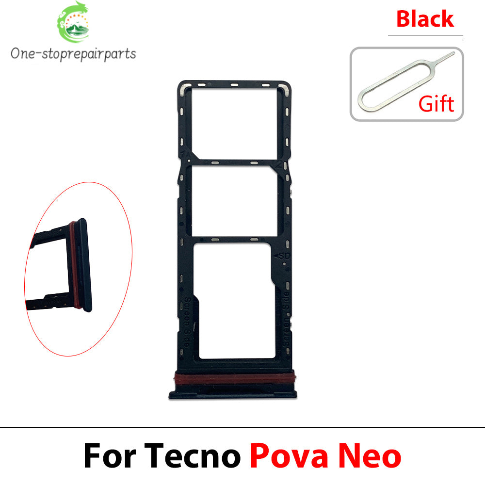 SIM Card Tray Slot Holder Adapter Accessories For Tecno Pop 5 6 7 Pova 2 3 4 5 Neo Pro Tecno phone repair parts