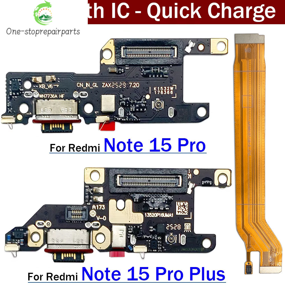 Dock Connector Micro USB Charger Charging Port Microphone Main Board Flex Cable For XIaomi Redmi Note 15 Pro Plus 4G 5G  Xiaomi  Xiao mi phone repair parts