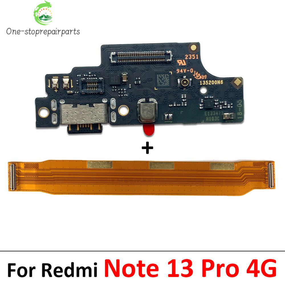 10Pcs/Lot, USB Charger Charging Board Dock Port Connector Main Mainboard Flex Cable For Xiaomi Redmi Note 13 Pro Plus 4G 5G  Xiaomi  Xiao mi phone repair parts