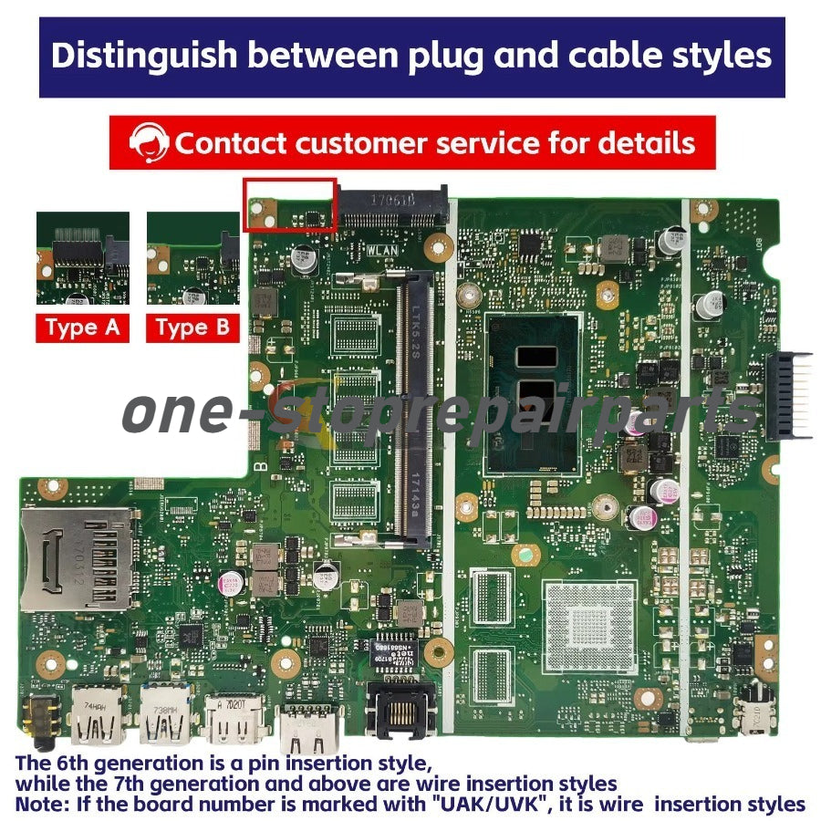 X541UAK Mainboard For ASUS X541UJ X541UA X541U F541U A541U X541UV Laptop Motherboard CPU I3 I5 I7 6th/7th Gen 0G/4G/8G-RAM ASUS laptop repair parts