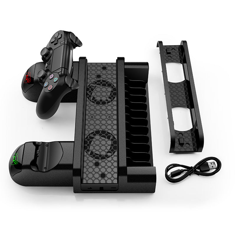 PS4 slim pro host cooling fan bracket game disc rack PS4 handle seat charging double charging storage rack
