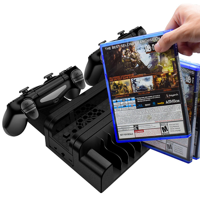 PS4 slim pro host cooling fan bracket game disc rack PS4 handle seat charging double charging storage rack
